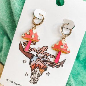 NEW Pink + Orange Whimsical Mushroom Earrings